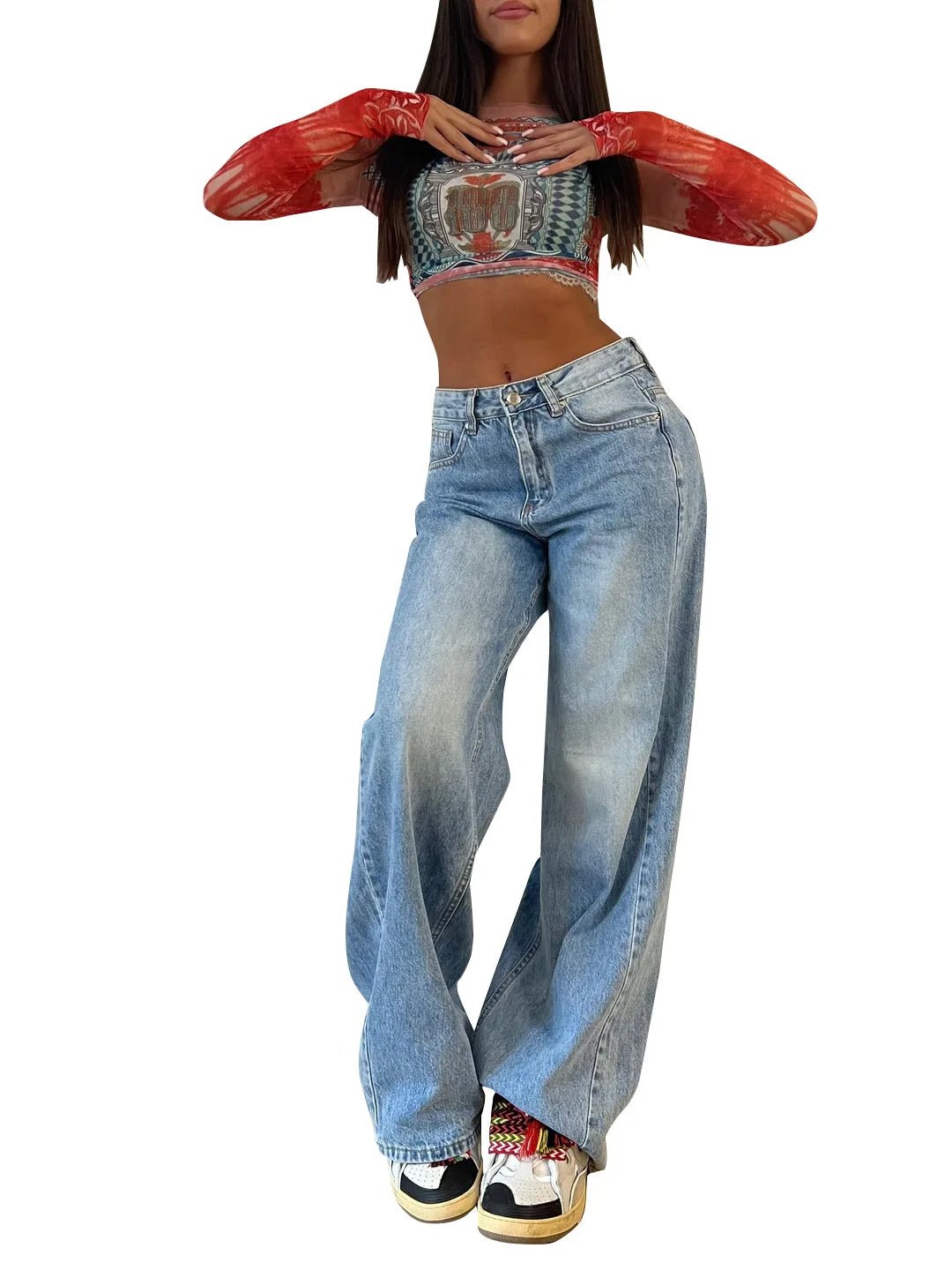 Baggy High - Waist Flare Jeans - Loose Fit Straight Denim - Trendorya