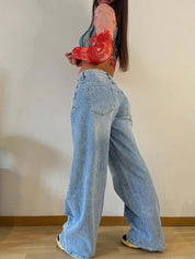 Baggy High - Waist Flare Jeans - Loose Fit Straight Denim - Trendorya