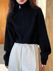 Loose Short Zipper Sweater - Autumn/Winter Pullover Style - Trendorya