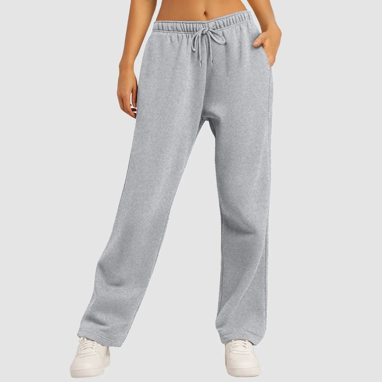 Wide - Leg Fleece - Lined Joggers - High - Waist Workout and Travel Fitness Pants - Trendorya