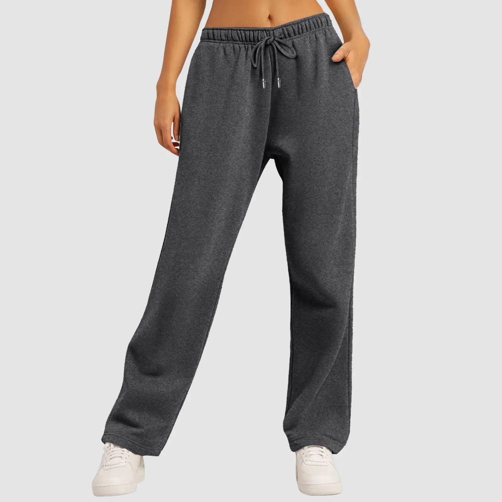 Wide - Leg Fleece - Lined Joggers - High - Waist Workout and Travel Fitness Pants - Trendorya